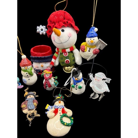 Vintage Snowman Christmas Ornaments Decor Lot Of 11 - Picture 2 of 6